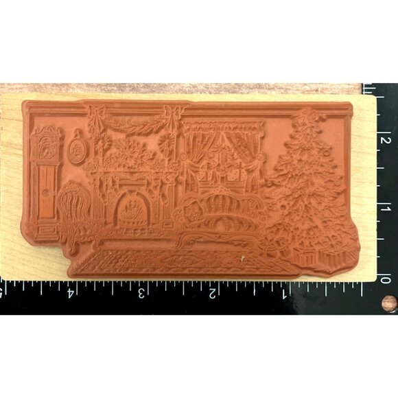 Vintage Rubber Stamp Victorian Christmas Living Room Scene PSX K-2341 - Picture 3 of 5